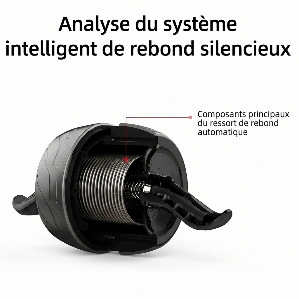Détail des roues jumelées en caoutchouc de l'ab roller