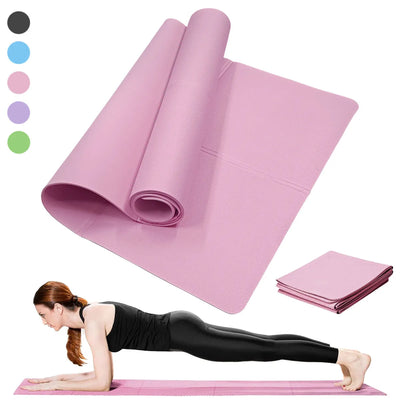 Tapis de fitness antidérapant déroulé au sol, vue d'ensemble